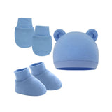 Newborn Hat+Gloves+Socks Set for Baby Boy Girl Cotton Baby Beanie Fall Casual Photography Props Soft Headwear Infant Nightcap