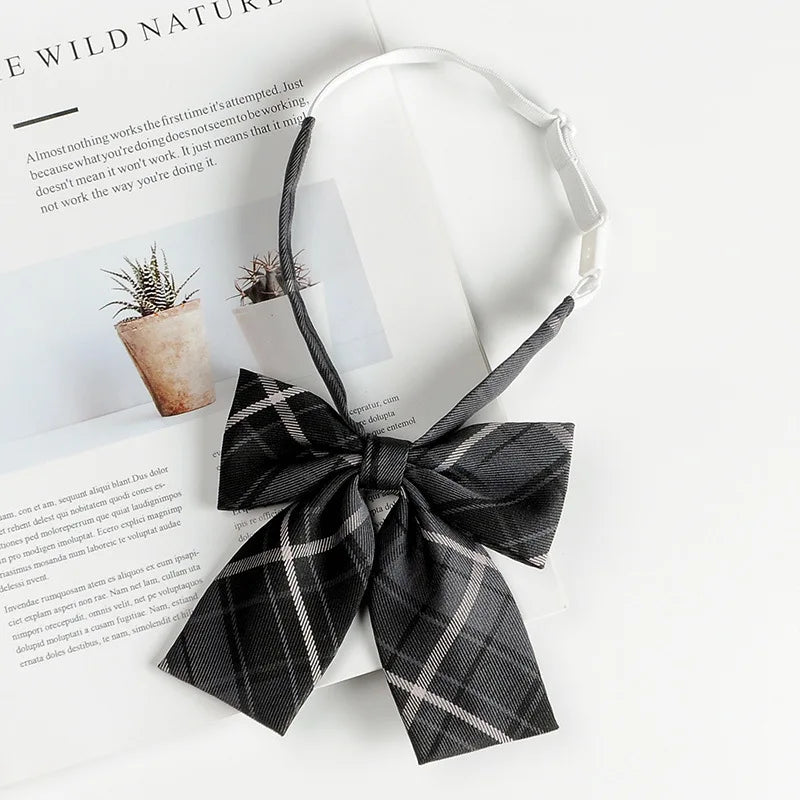 Fashion JK Bowtie Women College Student Collar Tie Cotton Plaid Bowknot Lolita Girls Adjustable Butterfly Anime Cosplay Cravat