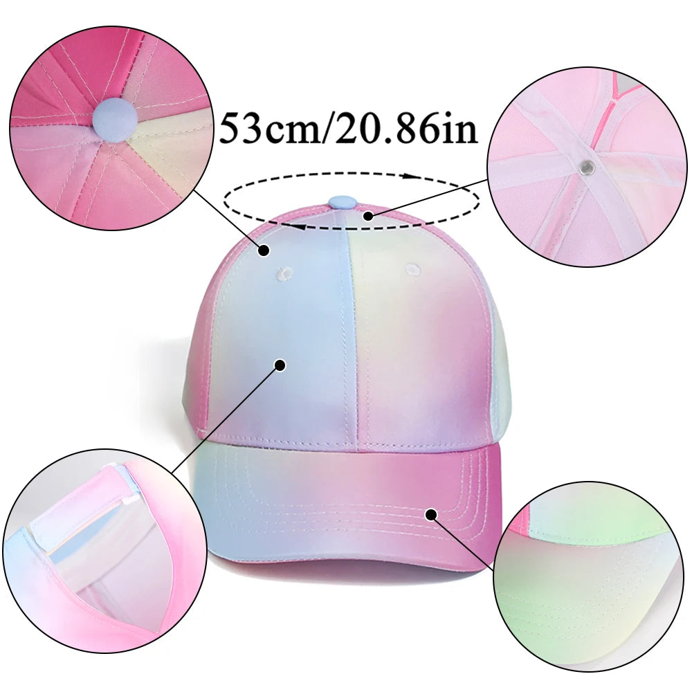 Fashion High Ponytail Kids Boy Hat Sun Hats Baseball Caps Adjustable Solid Color Print Travel Caps Baby Children Peaked Caps Hat
