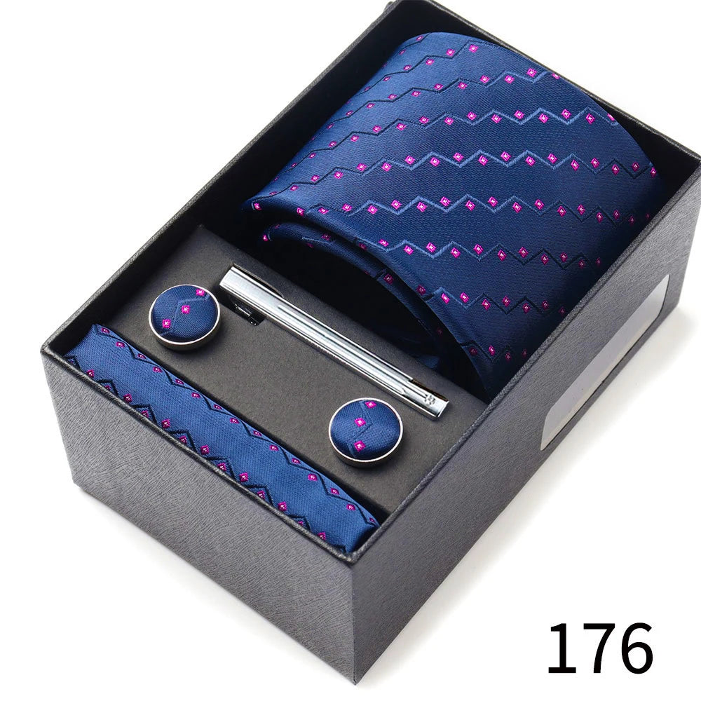 Men's Tie Gift Box With Neckties Handkerchiefs Cufflinks Tie Clips 6-Piece sets Group Business Wedding Festival Formal Ties