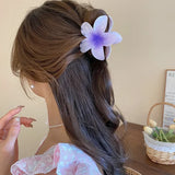 Hot Bohemia Gradient Colorful Acrylic Egg Flowers Hair Claw Clips For Women Beach Forest Style Sweet Headwear New Accessories