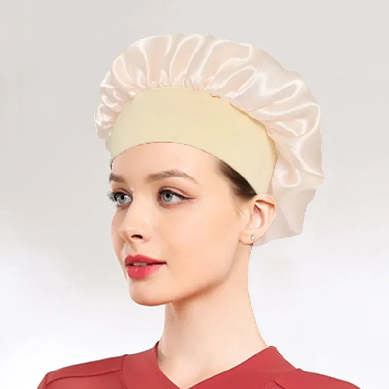 Newly Satin Night Hair Cap Women's Solid Sleeping Hat Sleep Care Bonnet Nightcap for Women Unisex Cap