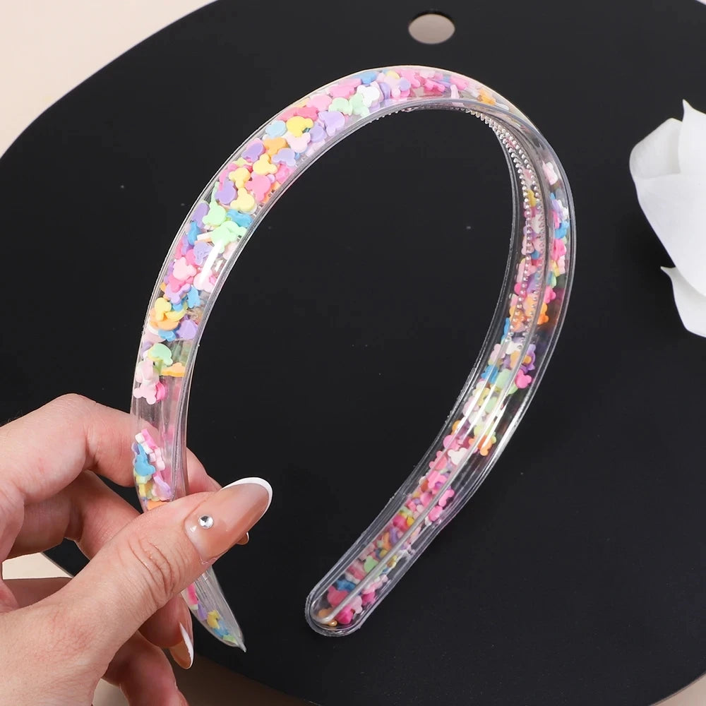 Transparent Quicksand Headbands For Children Kids Girls Fashion Glitter Sequin Teeth Hairbands Bezel Hair Hoops Hair Accessories