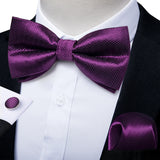 Classic Black Men Bow Ties 100% Silk Bowties Butterfly Pocket Square Cufflinks Set Suit Paisley Gold Pre-Tied Bow Tie DiBanGu