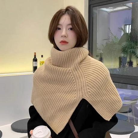 Scarf women's Autumn Winter New Fashion Outwear Head Scarf Solid Colour Neck Cover Wool Knitted Shawl Free Shipping