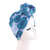 African Print Turban for Women New Fashion Pre-Made Top Knot Head Wraps Flower Stretch Hijab Ladies Party Wedding Headdress