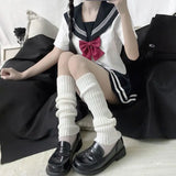 2023 Women Winter Knit Winter 40cm Arm Sleeves Japanese White Black Goth Kawaii Fingerless Gloves Leg Warmers Harajuku Stockings