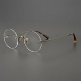 2024 Pure Titanium Round Rimless Glasses Frame Simple Fashion Men Women Small Faces Eyeglasses Light Weight Frameless Spectacles