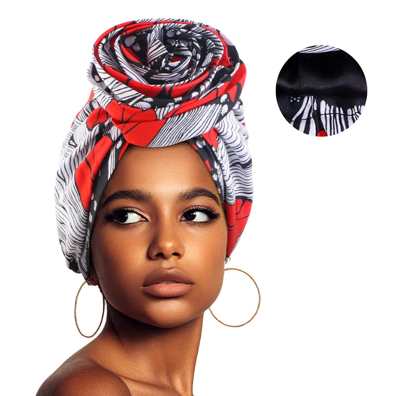 African Printed Satin-lined Turban Hat Women Fashion Dished Flower Hat All Kinds Of Popular Multifunction Wrap Head Ethnic Caps