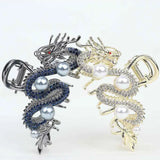 Blue Dragon Hairpin With Pearl Hair Claw Women Simple Hair Claw Hairpin Shark Clip Fashion Temperament Simple Hair Accessories