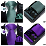 Top Quality Solid color Ties Hanky Cufflinks Brooch Set Elegant Jacquard Necktie For Men Business Wedding In Gift Box Gravatas