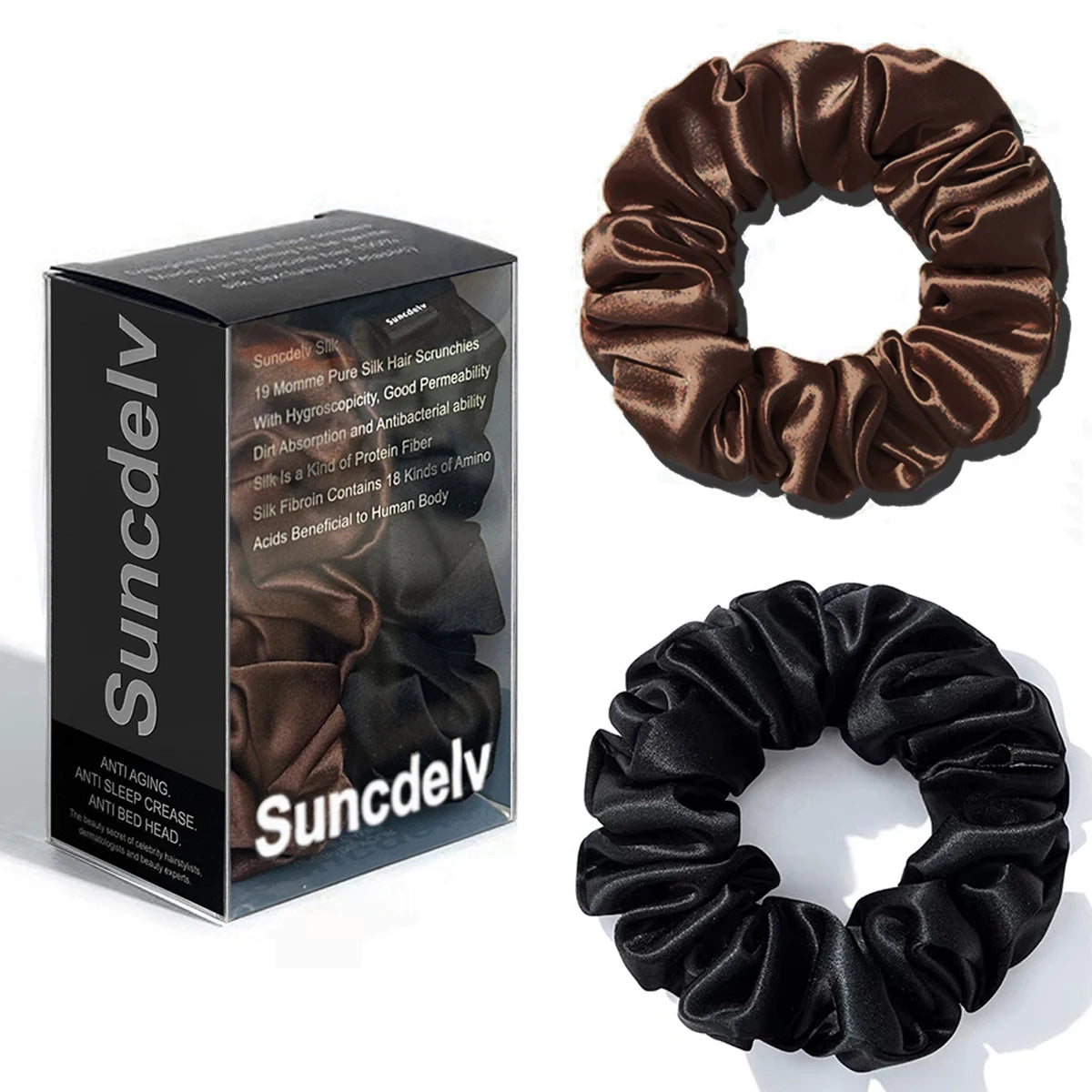 2PCS 3.5CM Mulberry Silk Scrunchies Women Grils Hair Ties for Hair Sleep No Damage Hairband Curly Hair Elastics Ponytail Holder