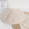 Wool Kids Winter Hat for Girls Retro Baby Beret Hats with Pearls Autumn Winter Kids Cap for Children Accessories 2-6Y
