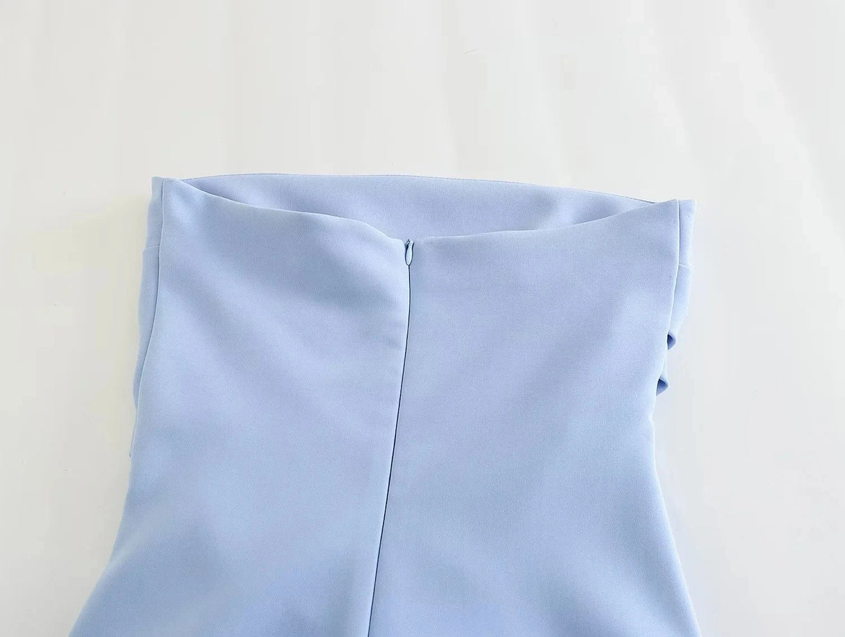 Robe TRAF pour femme, épaules dénudées, corset, courte, froncée, dos nu, bleu, noir, blanc, robe moulante sexy pour femme, robes de soirée