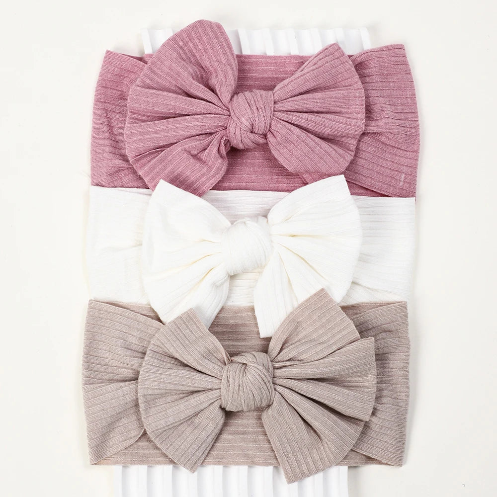 3Pcs/Lot Knit Baby Headband Bow Newborn Elastic Soft Nylon Headbands For Baby Girl Turban Infant Hair Accessories Kids Headwear