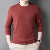 2024 Men's Casual Fashion Long Sleeved Round Neck T-shirt Waffle Comfortable Top