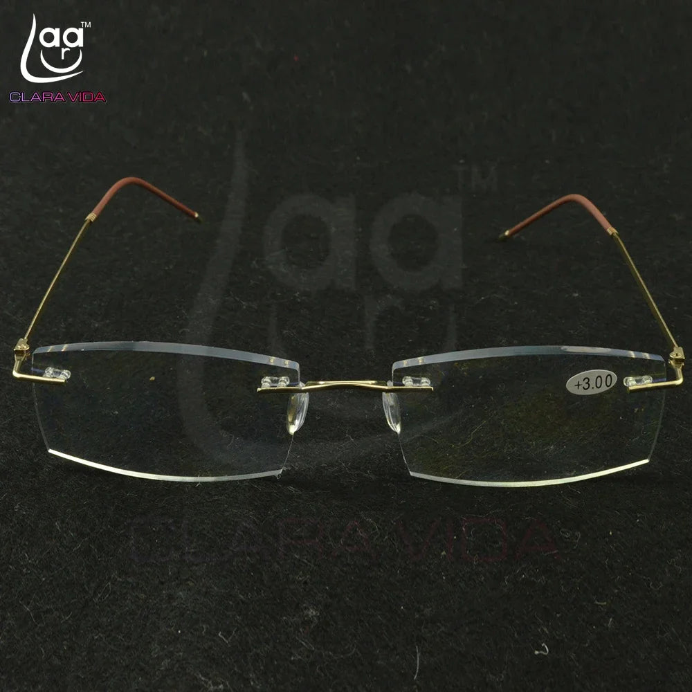 Titanium Frame Ultra Light Memory Gold Frame Coating Lenses Men Women Rimless Reading Glasses  0.75  1  1.5  1.75  2  2.25 To  4
