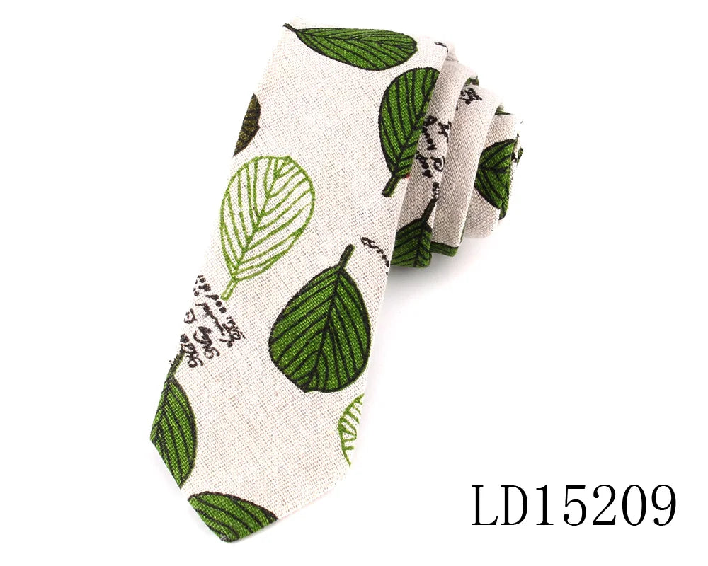 New Designer Print Ties Casual Narrow Necktie Ties for Men Hip-hop Party Floral Cotton Skinny Tie Cravat