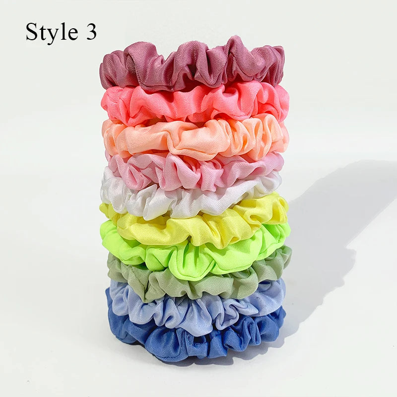 10pcs/pack Solid Color Elastics Hair Ties For Women Thick Hair Soft No Hurt Hair Ponytail Holder Hair Rope Hair Accessories Hot
