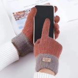 Rimiut Women Warm Thick Plush Knitted Gloves Touch Screen Men Women Fashion Autumn Winter Keep Warm Riding Skiing Outdoor Gloves