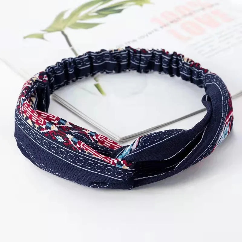 Fashion WomenFloral Headband Hair Accessories Leopard Cross Knotted Bow Chiffon Hair Band Girls Headdress Ladies Hoop Headwear