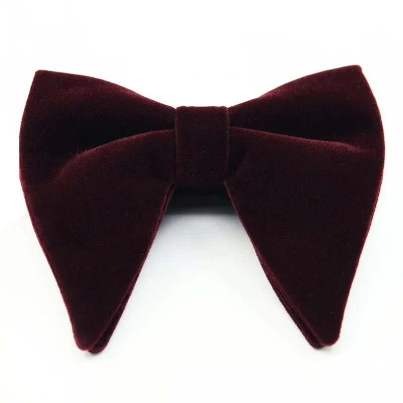 Men's Business Bow Tie Velvet  Royal Blue Burgundy Double Deck Big Bowtie Fashion New Mens Wedding Horns Bowties Gifts for Men