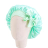 Solid Satin Silk Bonnet with Band Tie Baby Sleep Cap Bowknot Kids Baby Night Sleep Cap Beanies Girl Makeup Cap Children Nightcap