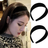 Fashion Autumn Winter Black Soft Velvet Cloth Hairbands for Women Girls Casual Shopping Face Washing Dress Up Hair Accessories