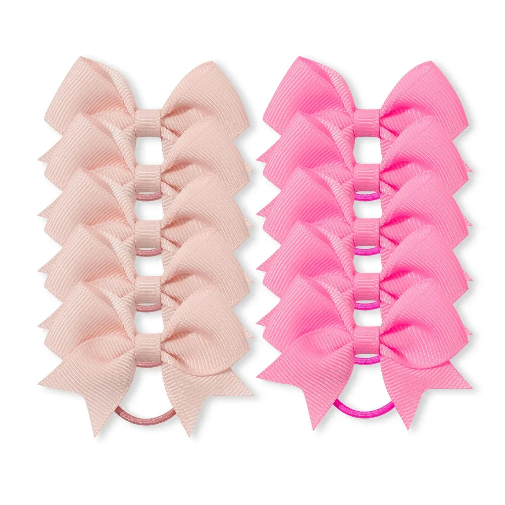 10Pcs/lot Grosgrain Ribbon Pigtail Hair Bows Elastic Hair Ties Hair Bands Holders Girls Baby Hair Accessories for Baby Infants