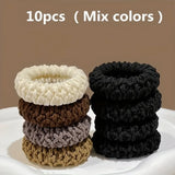 10 High Elastic Thick Hair Bands, Suitable for Ladies-Elegant and Sweet Solid Color Bun Tie, Soft and Not Tight Hair