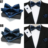 EASTEPIC Men's Bow Tie Sets Including Cufflinks and Handkerchieves Bow Ties with Adjustable Straps for Formal Occasions