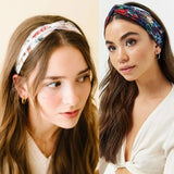 Fashion Headband Non Slip Bohemian Women Headwrap Vintage Cross Elastic Turban Headwear Print Yoga Hair Band Wide Hairband