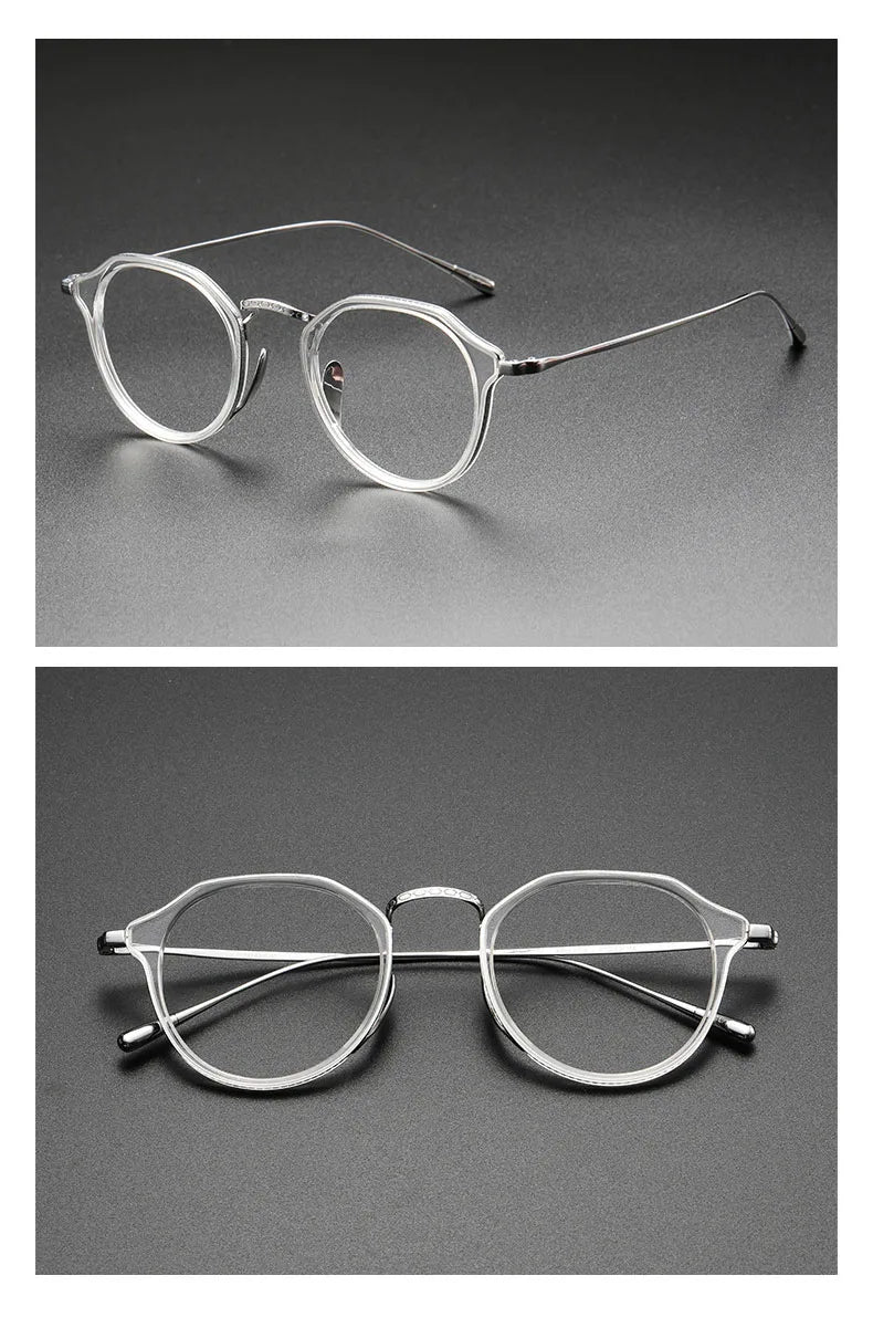 2025 New INS Men's Ultra Light Pure Titanium Glasses Frame Fashion Trend Women's Anti Blue Light Glasses Polygonal Prescription