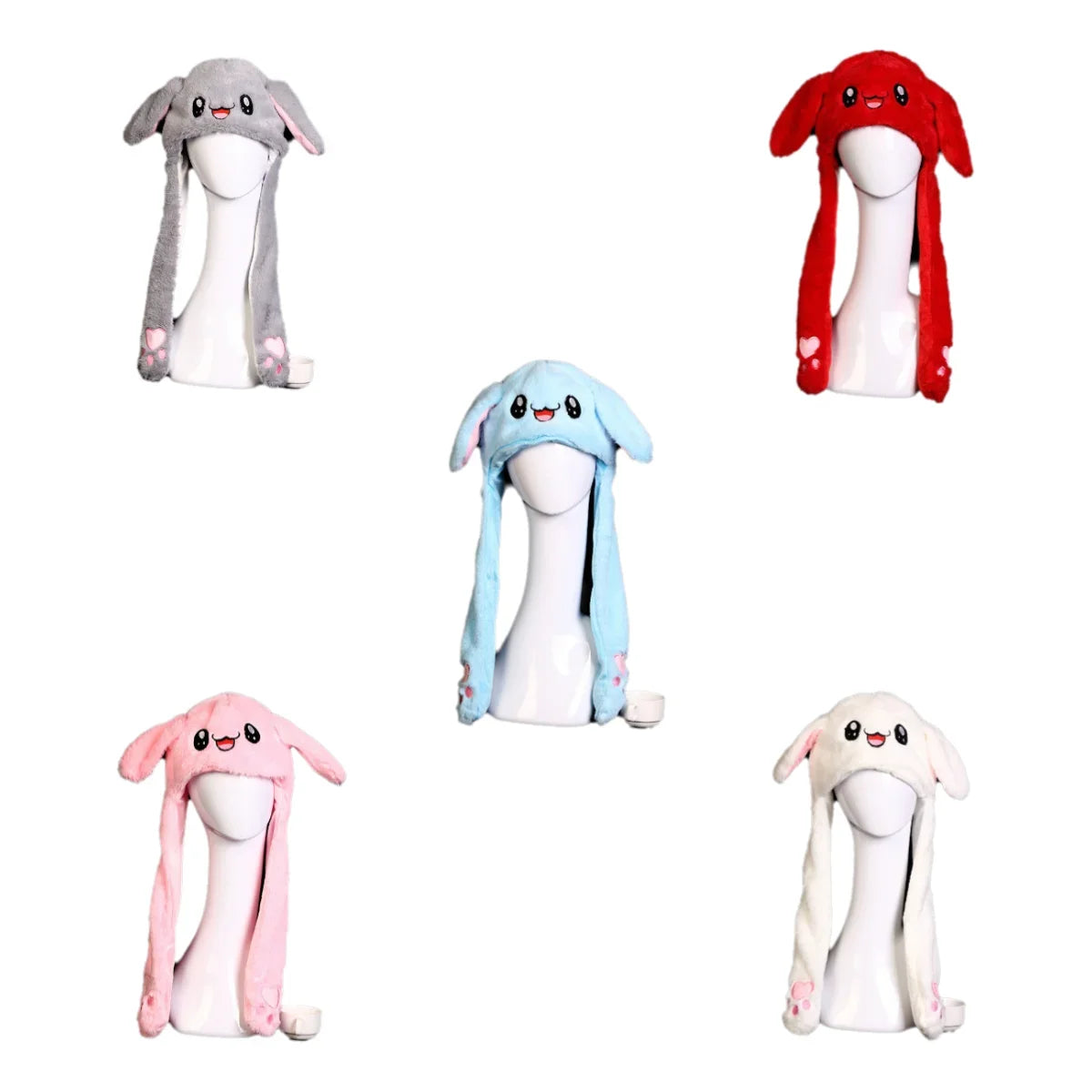 Women's Cute Beanies Hat Animal Rabbit Ears Glowing Moving Short Plush Warm Skullies Cap Autumn Winter Outdoor Travel Casual Hat