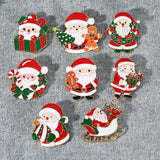 8 Styles Pretty Santa Claus Collection Brooches Candy Canes Wreath Sleigh Reindeer Tree Father Christmas Lapel Pins Xmas Gift