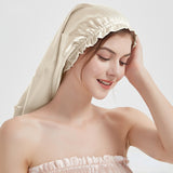 Natural Silk Long Turban Thick Hair Bonnet Night Cap Turban For Sleeping Curly Hair Silk Bonnet For Sleep Elastic Silk Hair Wrap