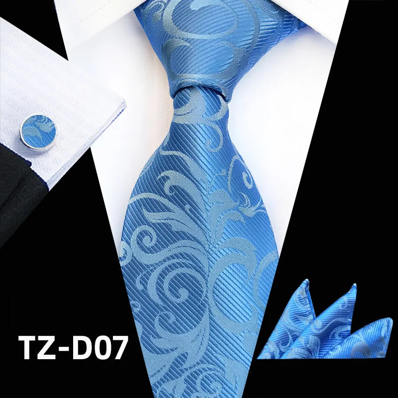 Orange Novelty Ties For Men Plaid Flower Design Silk Wedding Necktie For Men Hanky Cufflinks Gifts Business Party Suit Bow Tie