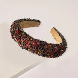 Women Headband Artificial Crystal Embellished Wide Band Headwear Elastic Anti-slip Luxury Fashion Ladies Hair Hoop Accessories 