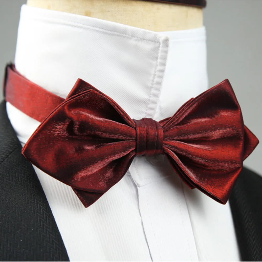 4 Styles Solid Color Black White Wine Bow Ties New Ribbon Gilded Butterfly Double Layered Wedding Party Bowknot Tuxedo Cravat