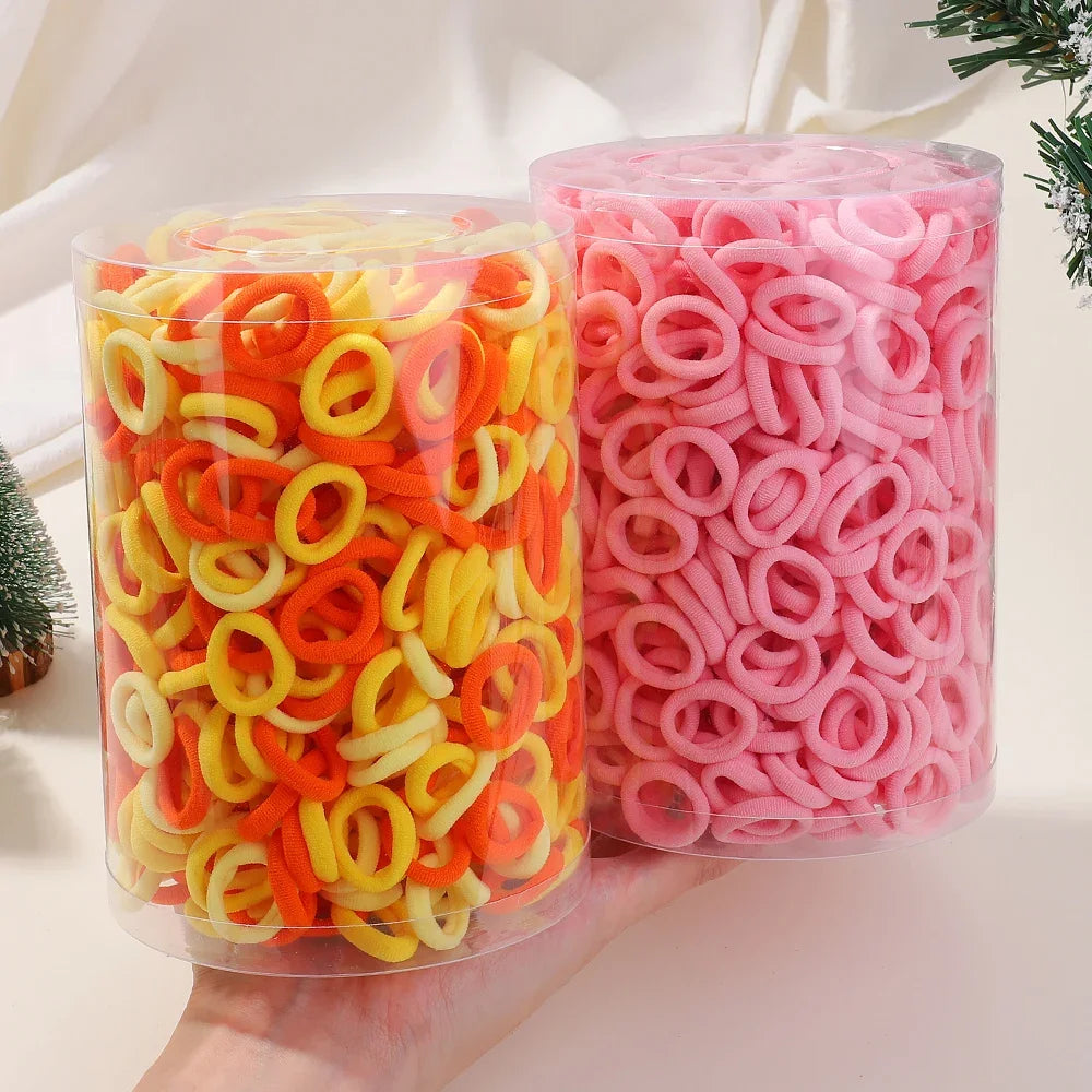 50PCS Colorful Basic Nylon Ealstic Hair Ties for Girls Ponytail Hold Scrunchie Rubber Band Kid Fashion Baby Hair Accessories