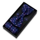 Bowtie Set For Men Gift Box Business Fashion Red Bow Tie Pocket Square Cufflinks Set Bowtie 3pcs For Wedding Hanky Cravatas Neck