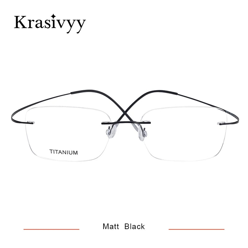 Krasivyy Pure Titanium Rimless Glasses Frame Men Prescription Eyeglasses Germany Women Myopia Optical Frame Screwless Eyewear