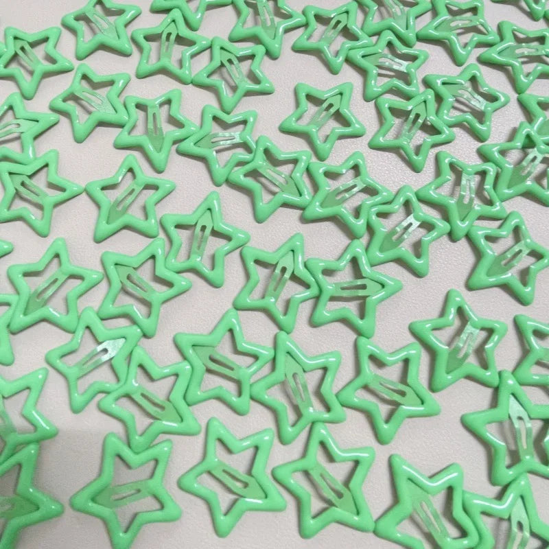 KYDZSW 10Pcs Children Cute Colors Geometric Stars Ornament Hair Clips Girls Lovely Sweet Hairpins Kid Hair Accessories