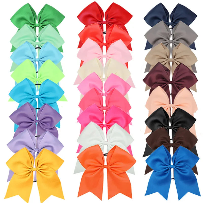 8'' Large Elastic Hair Bows Head Rope Bands Grosgrain Ribbon Hair Ties Boutique Bow Tie For Girls Headwear Hair Accessories