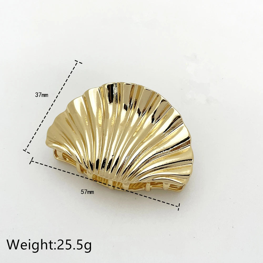 Metal Irregular Texture Shell Shape Hair Claw Clips for Women Girls Hairclip Ponytail Hair Pins Fashion Jewelry Hair Accessories