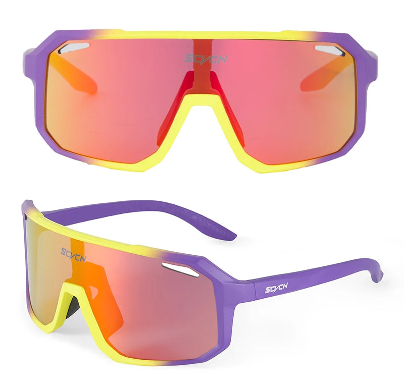 SCVCN New Riding Cycling Sunglasses Outdoor Sports Running Goggles Men's Mtb Bicycle Glasses Women Cycling Eyewear 1 Lens