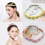 Braided Rope Headwrap Small Daisy Elastic Hair Band Turban Women Hair Scarf Crochet Bandana Macrame Hair Band Bohemian Headband