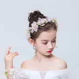 Elegant Girls Headband Lmitated Pearl Hair Headdress Baby Girls Flower Wreath Bride Garland Head Hoop Wedding Headbands Hair
