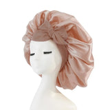 New Satin Sleeping Cap For Women Solid Wide Band Stretch Head Tie Silky Bonnet Edge Wrap Nightcap Hair Care Shower Head Cover