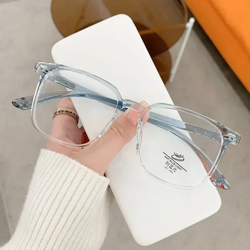 Blue Light Blocking Ladies Square Myopia Glasses New Trendy Finished Near Sight Eyeglasses Prescription Minus Eyewear Diopter
